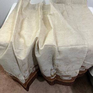 Elegant‎ Cream and Brown 2PC Kitchen Curtains